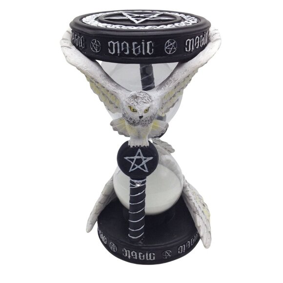 Snowy Owl Magic Sand Timer Pentagram 7 inch Tall New 13418 - Picture 2 of 6